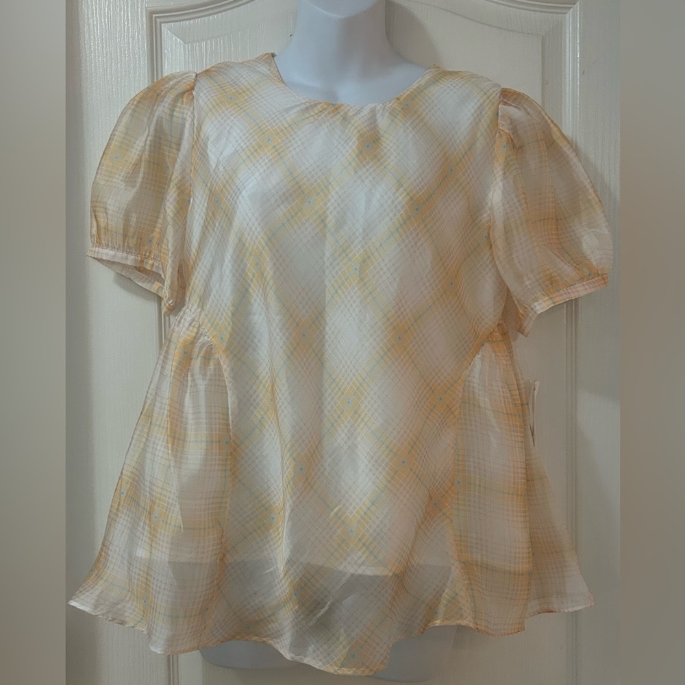 Plaid Short Sleeve Top En Saison Large